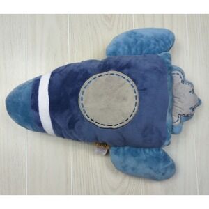 Mario Lopez Child's room decor throw pillow blue rocket space ship plush stuffed